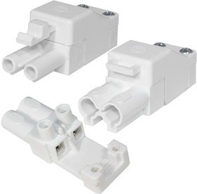 ТР-007-2, Коннекторы двухполюсные (комплект, разъемы female+male) , 16 А, 400 В, пластиковые, белые