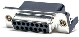 K22X-A15S-N, D-Sub Standard Connectors .318 15P RECPT R/A W/BOARD LOCKS