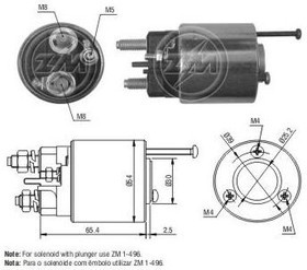 ZM496, Реле втягивающее CITROEN: C5 \ PEUGEOT: 406/407