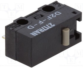 D2F-F-D, Микропереключатель SNAP ACTION, без рычага, SPDT, 1A/125ВAC