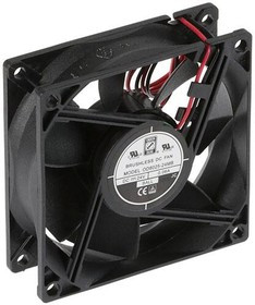 OD8025-24MB, DC Fans DC Fan, 80x80x25mm, 24VDC, 31CFM, 0.06A, 28dBA, 2500RPM, Dual Ball, Lead Wires