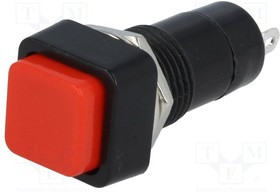 PS-05/R, Переключатель: кнопочный, Пол: 2, SPST-NO, 3A/125ВAC, OFF-ON, d12мм