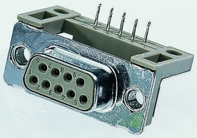 004153, TMC 37 Way Right Angle Through Hole D-sub Connector Socket, 2.84mm Pitch, with Guide Frame