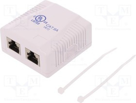 LOG-NP0074, Гнездо, RJ45, Кат: 6a, экранированный, двойное, Конф: 8p8c