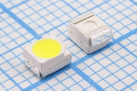 Светодиод-SMD 1411=3.5x2.8мм, белый холодный, 2200мкд, 120град, желтая линза; №15573B СД SMD03528C2\белх\ 2200\120\жел\ FYLS-3528UWC-L\