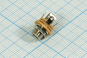 Розетка 3.5 моно, контакты 3C, на блок М6, металл, PY-302, ON-OFF