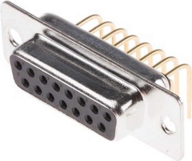 15 Way Right Angle Through Hole D-sub Connector Socket, 2.77mm Pitch