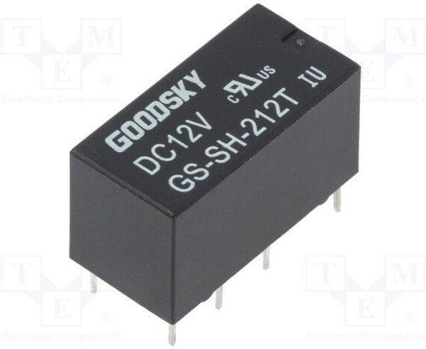 GS-SH-212T, Реле: электромагнитное; DPDT; Uобмотки:12ВDC; 1A/120ВAC; 2A/24ВDC