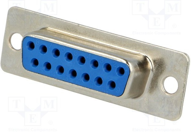 DB-15F (DS1033-15F), Гнездо 15 pin на кабель (пайка)