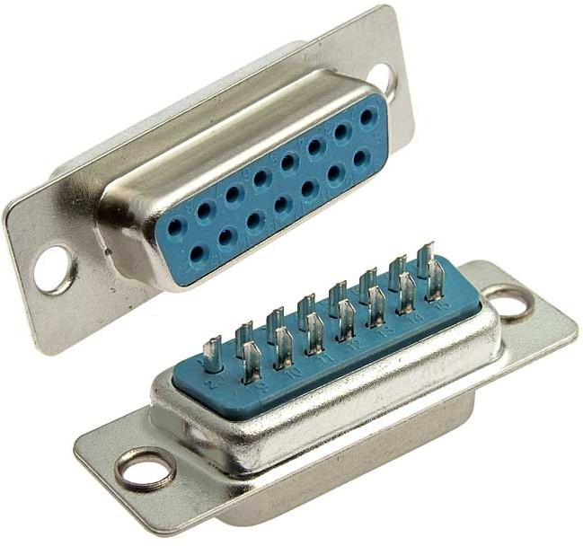 DB-15F (DS1033-15F), Гнездо 15 pin на кабель (пайка)