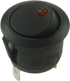 R13-112B9-02-BBR-0A, Клавишный переключатель, Вкл.-Выкл., SPST, С Подсветкой, Панель, Черный, Серия R13