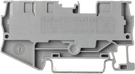 Клемма проходная зажим push-in 3 точки подключения 4кв.мм сер. DKC VPR-4-TWIN-GY