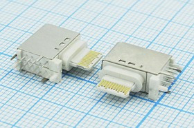 Разъем USB розетка, тип C 3.1, контакты на плату, угловой, USB3.1TYPE-C24PF-017