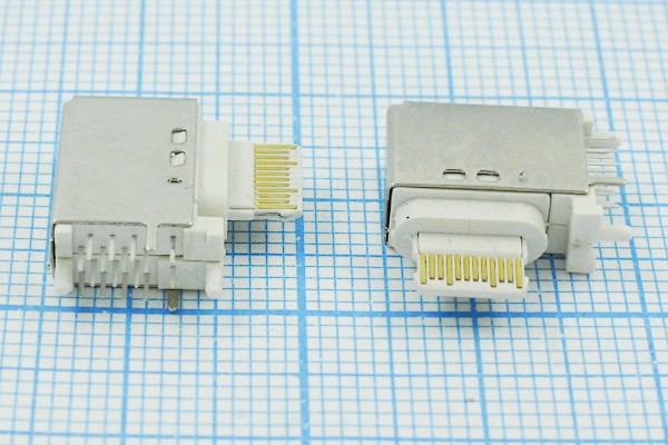 Разъем USB розетка, тип C 3.1, контакты на плату, угловой, USB3.1TYPE-C24PF-017