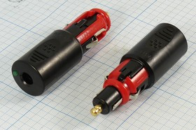 Штекер в прикуриватель универсальный под входные диаметры 12 и 18 и 20мм со светодиодом, № 12602 шт