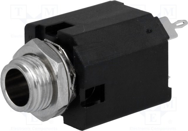 ACJS-MV-3, Гнездо, Jack 6,35мм, "мама", stereo, прямой, на панель, пайка ACJS-MV-3, Гнездо, Jack 6,35мм, "мама", stereo, прямой, на панель, пайка