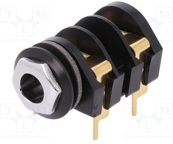 CL1308G, Гнездо, Jack 6,35мм, "мама", mono, с двойным выключателем, TНТ