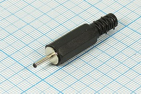 Разъем питания DC вилка, D2.0 d0.5 L9, 2C, на кабель, пластик хвост