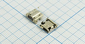 Гнездо micro USB, Тип B, 11 контактов, SMD на плату; №12648 гн microUSB\B\11C4HP\ плат\угл\\microUSB B11SD