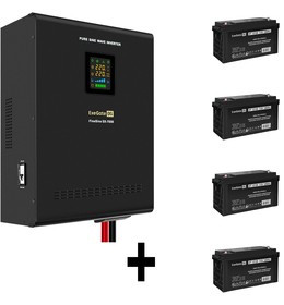 EX296694RUS, Комплект ИБП EX296005RUS + батарея 120Aч EX282988RUS 4шт (инвертор, синус, для котла, настенный) ExeGate FineSine SX-7000.LCD.A