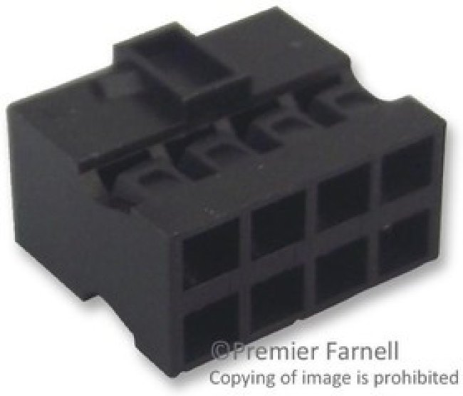 90311-008LF, Conn Housing RCP 8 POS 2mm Crimp ST Cable Mount Black Minitek® Bag