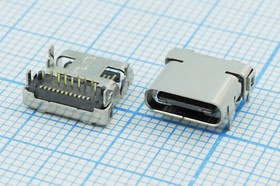 Разъем USB розетка, тип C 3.1, контакты на плату, USB3.1TYPE-C 24PF-003