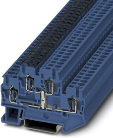 3035108, STTB 2.5-PV BU Series Blue DIN Rail Terminal Block, Double-Level, Spring Clamp Termination