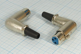 Разъем микрофонный XLR розетка, контакты 3P, монтаж на кабель, MC916-3P