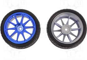 DF-FIT0199-B, Колесо, Ось гладкая, синий, резина, - 65мм, W 26мм, винтами
