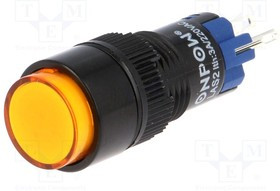 V12Y-11-230O, Переключатель: кнопочный, Пол: 2, SPDT, 0,5A/250ВAC, 1A/24ВDC, IP40