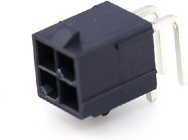 172448-0004, Power to the Board MiniFitJr RA DR/Pegs Tin Glow Wire 4Ckt