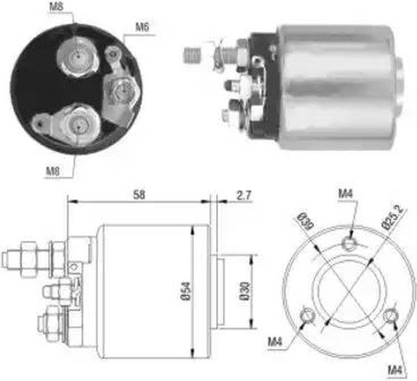 46008, Втягивающее реле стартера 46008, Втягивающее реле стартера