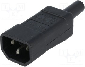 PC-116, Разъем: питания AC, вилка, "папа", 10А, IEC 60320, C14 (E), прямой