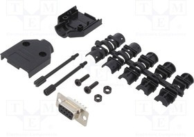 DTPK-P-09-DMS-K, Разъем D-Sub; PIN: 9; вилка; "мама"; пайка; на провод; черный