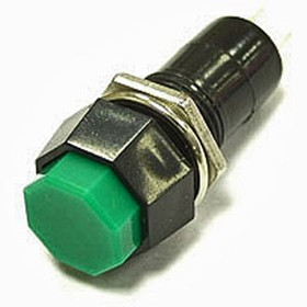 PBS-14B off-(on) зеленый, Кнопочный переключатель PBS-14B, OFF-ON, зелёный
