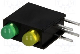 L-7104MD/1LG1LYD, LED; в корпусе; желтый/зеленый; 3мм; Кол-во диод: 2; 2мА; 40°