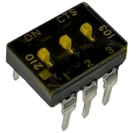 210-3MSTD, DIP Switches / SIP Switches THROUGH HOLE, GOLD FLASH DIP SWITCH, 3-POLE, MEDIUM ACTUATOR, BOTTOM SEAL, TAPE SEAL, STRAIGHT TERMIN