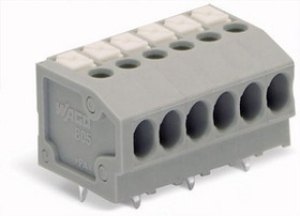 805-106, Wire-To-Board Terminal Block, THT, 3.5mm Pitch, Right Angle, Cage Clamp, 6 Poles 805-106, Wire-To-Board Terminal Block, THT, 3.5mm Pitch, Right Angle, Cage Clamp, 6 Poles