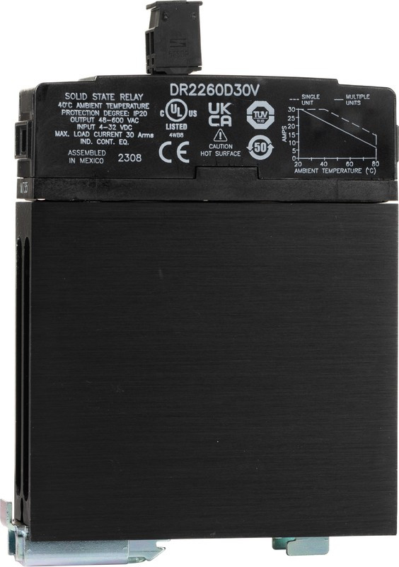 DR2260D30V, Solid State Relays - Industrial Mount 30A 4-32VDC 600VAC .5-3HP Std Scrw DR2260D30V, Solid State Relays - Industrial Mount 30A 4-32VDC 600VAC .5-3HP Std Scrw