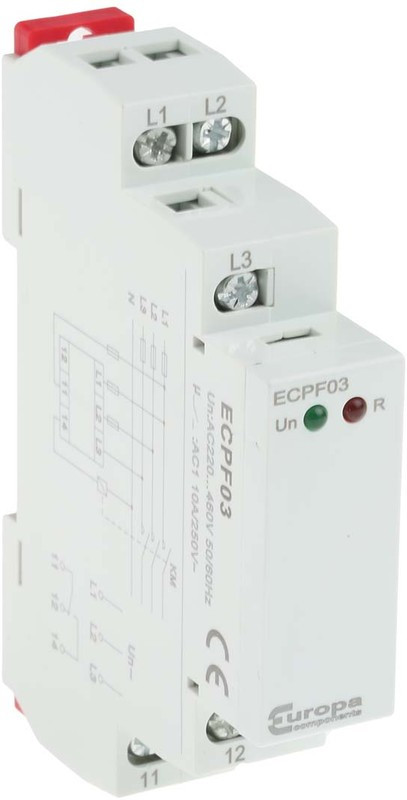 ECPF03, Phase, Voltage Monitoring Relay, 3 Phase, SPDT, Maximum of 552 V, DIN Rail