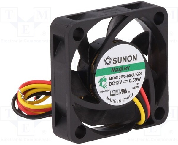 MF40101V2-G99-A, Вентилятор осевой, 12В DC, 40x40x10мм, подшипник Vapo, 11,9куб.м/ч 20,6дБА, тахосигнал