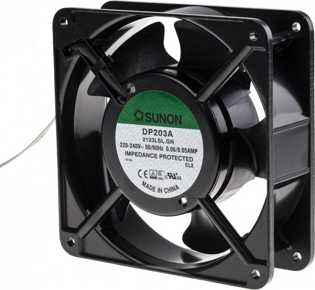 DP203A2123LSL, Вентилятор осевой, 230В AC, 120х120х38мм, 0.06А, 11Вт, скольжения, 2000об/мин, 2 провода DP203A2123LSL, Вентилятор осевой, 230В AC, 120х120х38мм, 0.06А, 11Вт, скольжения, 2000об/мин, 2 провода