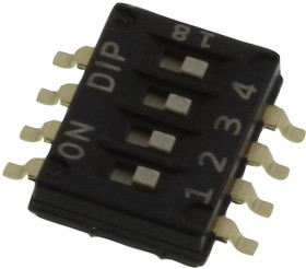 MCDHN-04F-V, DIP / SIP переключатель, 4 схем(-а), Ползунок, SMD (Поверхностный Монтаж), SPST, 24 В DC, 25 мА
