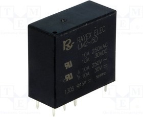 LM2-5D, Реле: электромагнитное, DPDT, Uобмотки: 5ВDC, 5A/250ВAC, 5A/30ВDC