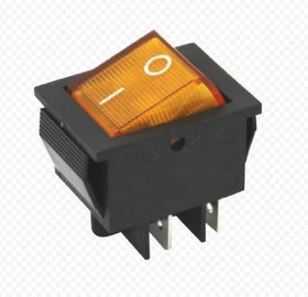 IRS-201-1A3 (желтый), Переключатель с подсветкой ON-OFF (15A 250VAC) DPST 4P