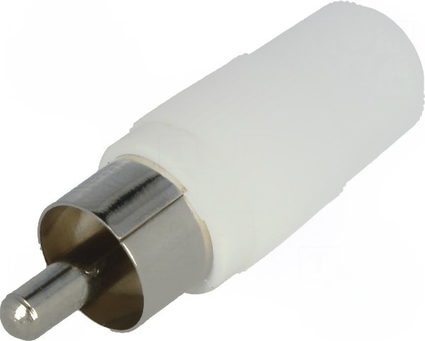 CC-003, Вилка, RCA, "папа", прямой, пайка, белый, на провод