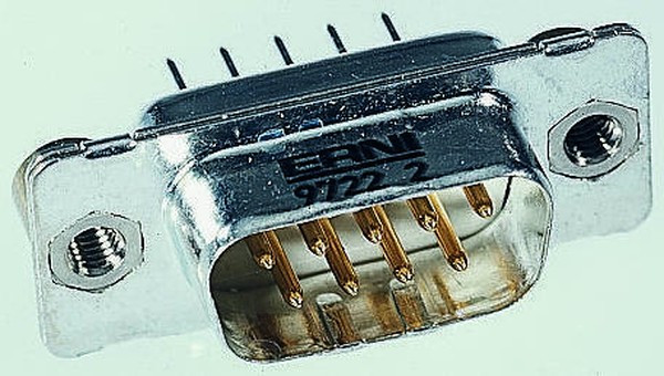 023136, TMC 9 Way Through Hole D-sub Connector Plug, 2.84mm Pitch, with M3 Inserts
