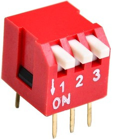 DS1040-03RT, DIP переключатель 3pin угловой красный