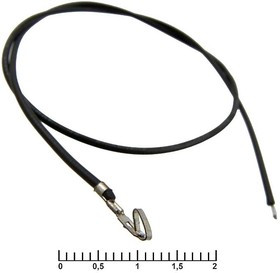HU 2,54 mm AWG26 0,3m black, Разъём питания низковольтный HU шаг 2,54 мм AWG26 0,3m чёрный, 1 контакт