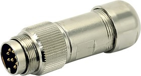 C091 31D105 101 4 U, C 091 D+ 5 Pole M16 Din Socket, DIN EN 61076-2-106, 7A, 100 V IP68, Screw Coupling, Female, Cable
